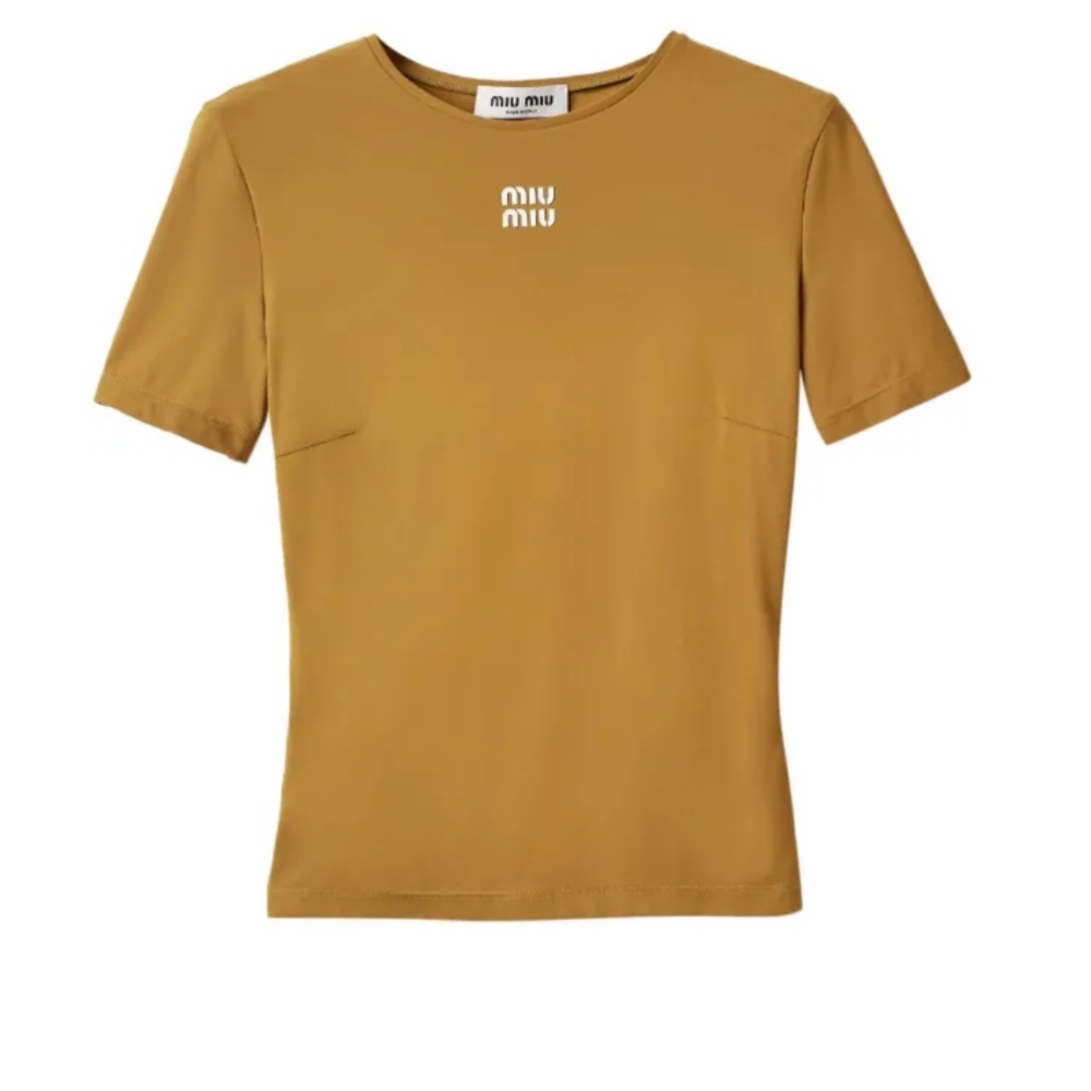 Miu Miu Stretch Jersey Top In Olive Green